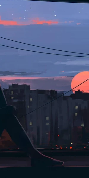 Silhouette Watching Sunset City View Full HD Wallpaper Background