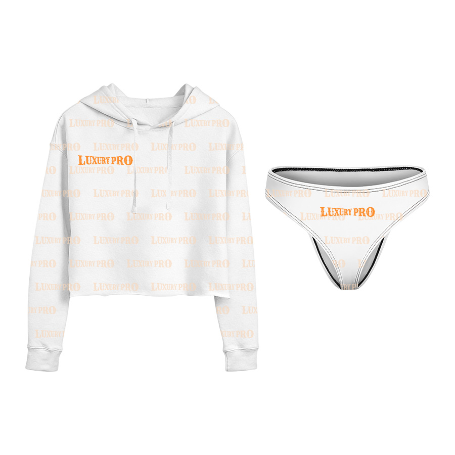 AOP Oversized Drawstring Hoodie with Exposed Belly + Women's PTB Briefs