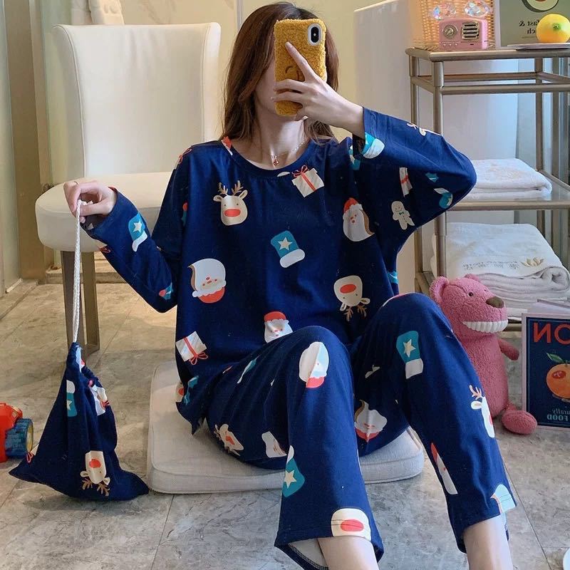 Women's Pajama Set, Long Sleeve, Round Neck, Various Designs