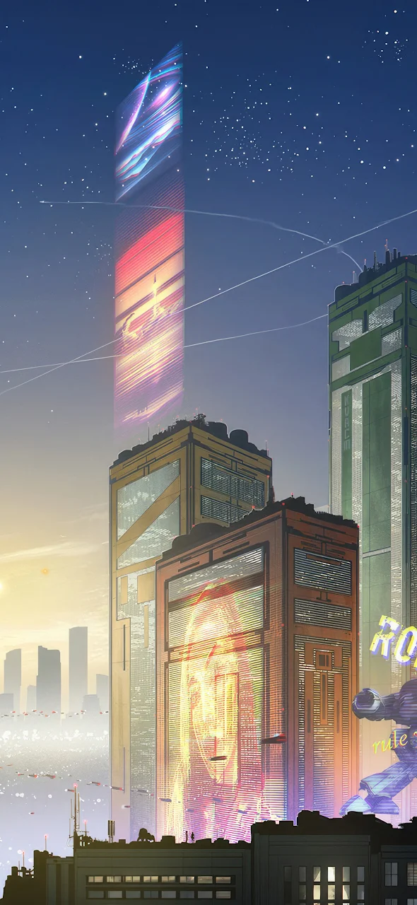 Electric Nights Retro Cyberpunk City 4K iPhone Phone Wallpaper