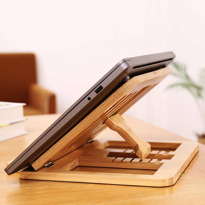 Holz-Laptop-Ständer mit Schreibtisch-Organizer
