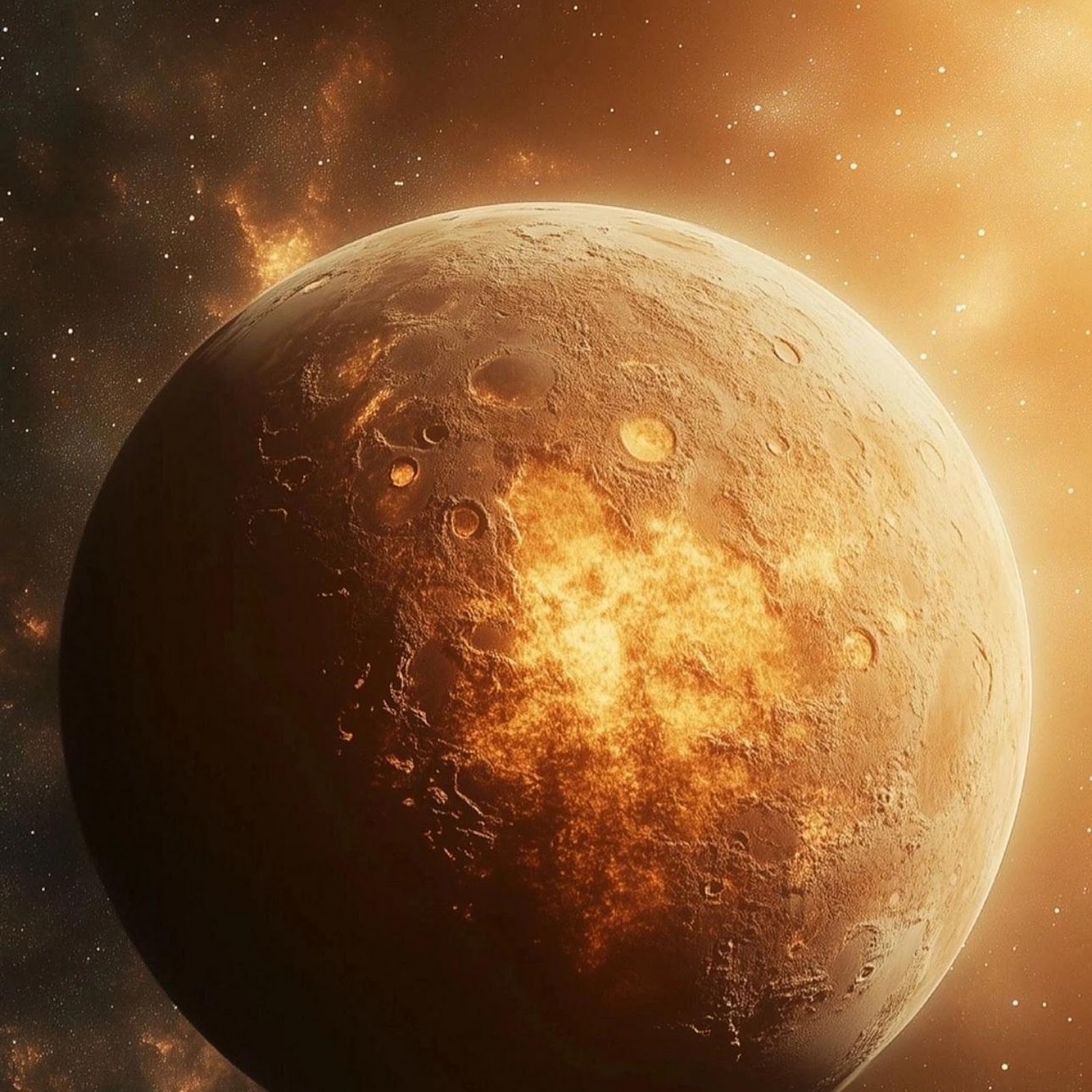 Download Fiery Planet Floating In Space Full HD iPhone