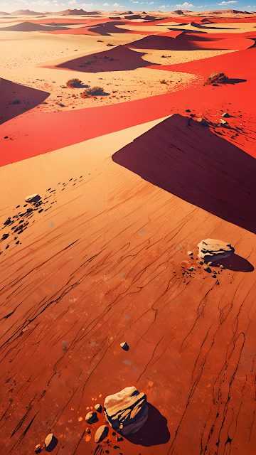 Terracotta Red Desert Dunes Stylized Landscape Vector Illustration - Free mobile Wallpaper