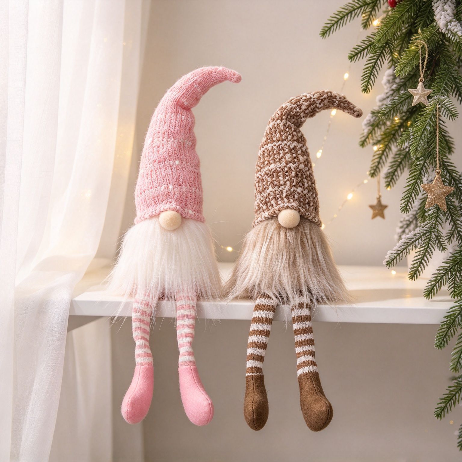 Christmas gnome with long legs, fabric
