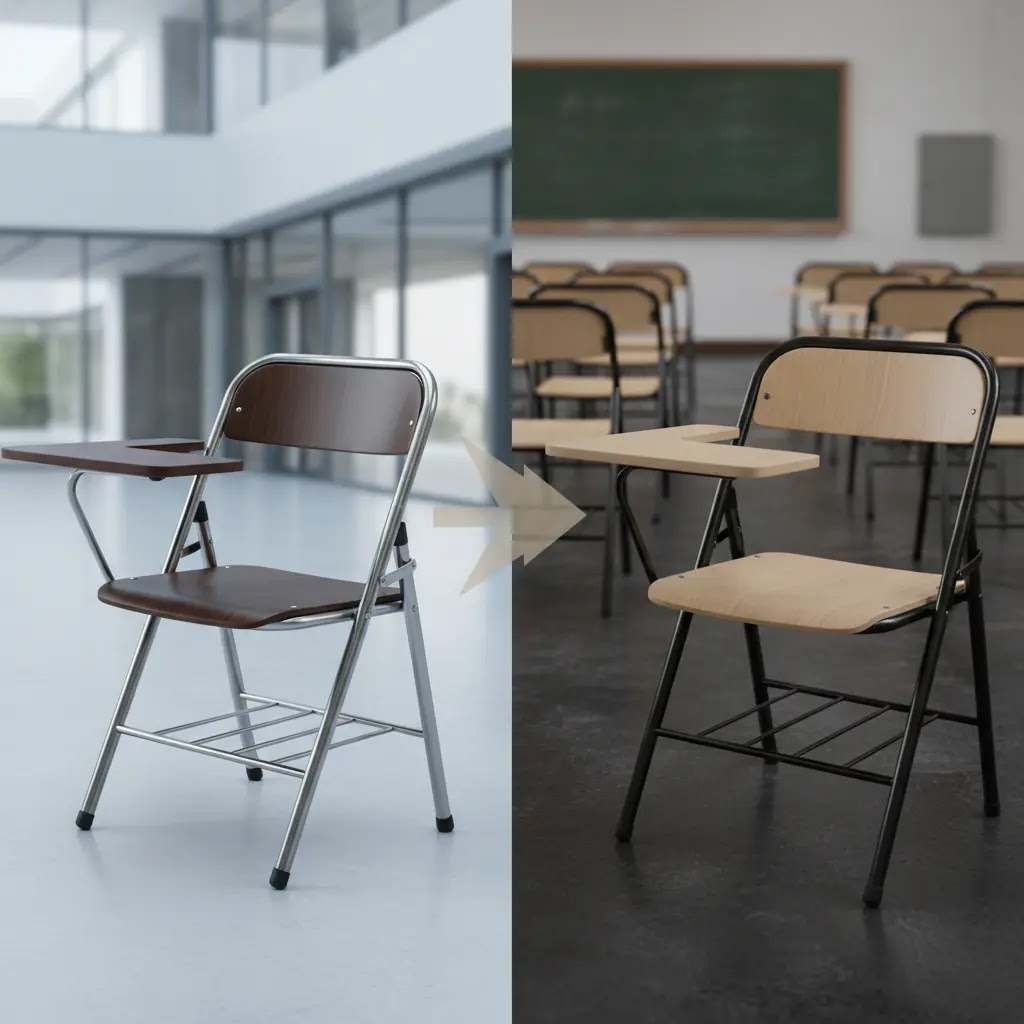 Perbandingan Kursi Kuliah Lipat Stainless Steel dan Besi Cat