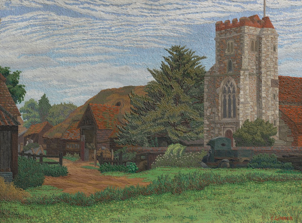 Church and Barn Waltham St Lawrence 1937