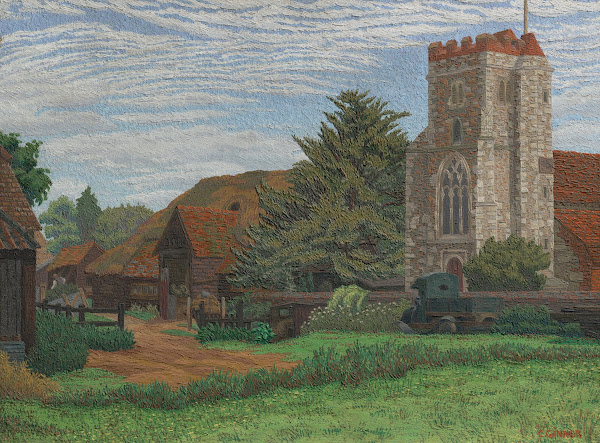 Church and Barn Waltham St Lawrence 1937
