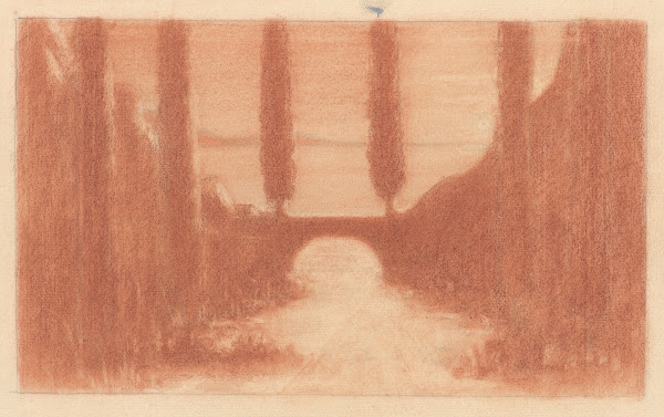 Landscape with Bridge and Cypress Trees 191124