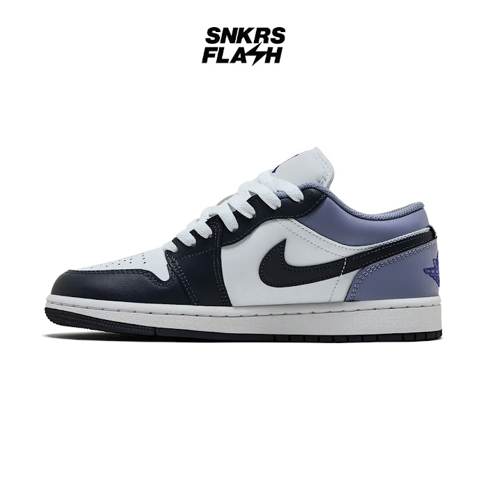 NIKE AIR JORDAN 1 LOW WHITE INDIGO HAZE DARK BLUE GREY - 553558145 — alternate view