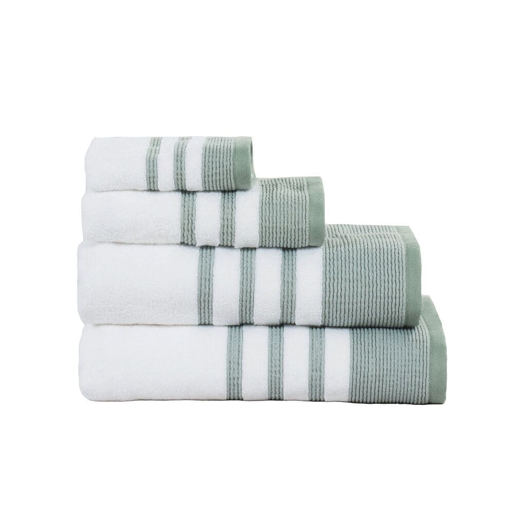Toalla facial de algodón Modern Secrets™ Stripe color salvia