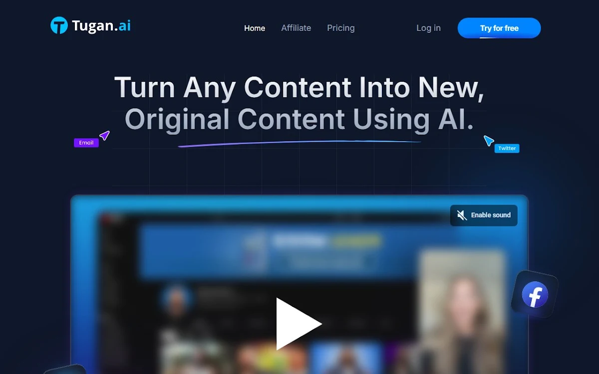 Captura de Tugan.ai