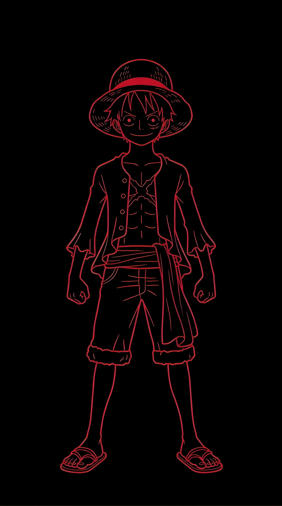 Minimalist Anime Character Silhouette in Crimson and Black - Free 4K mobile Wallpaper