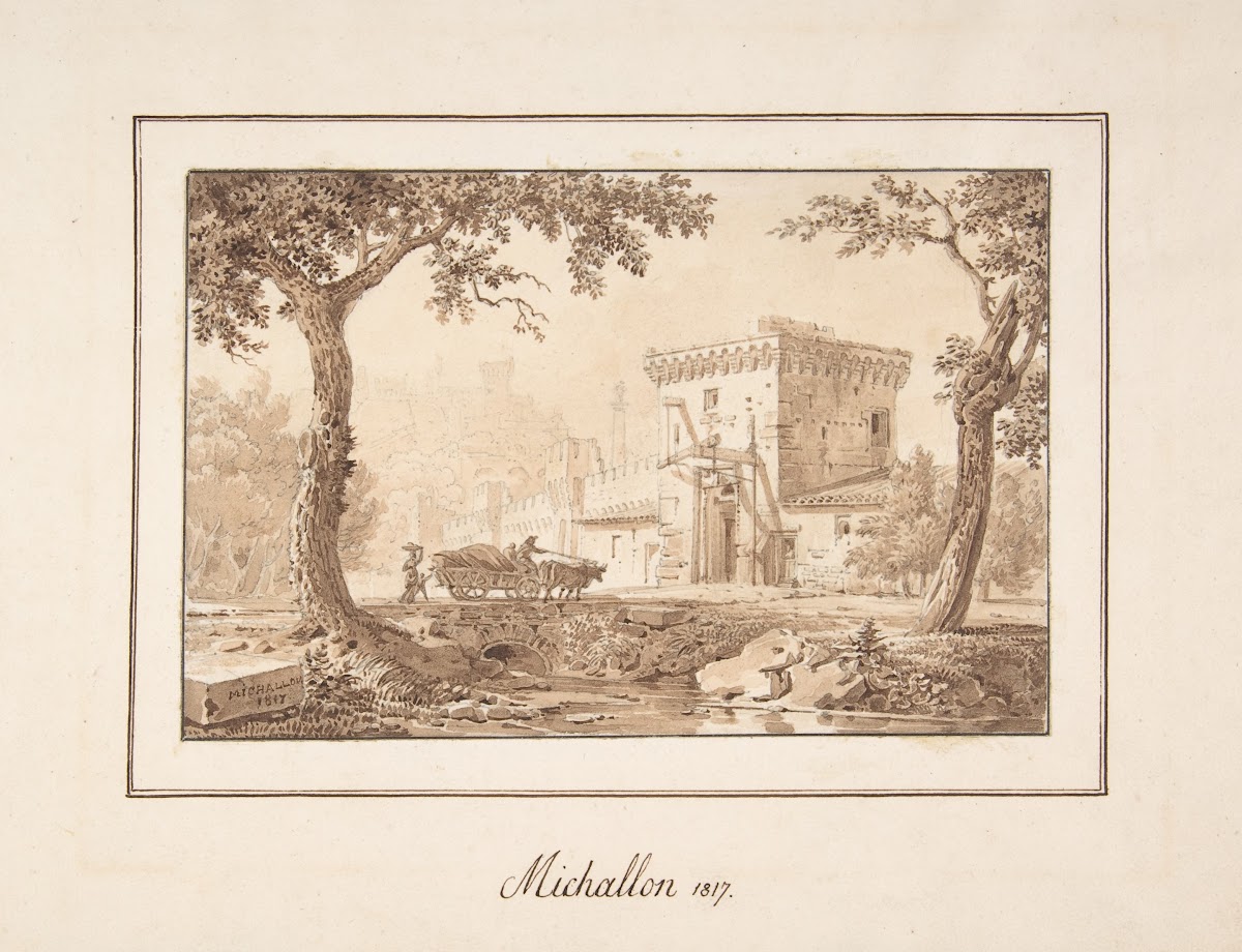 Oxcart Approaching a Fortified Building 1817