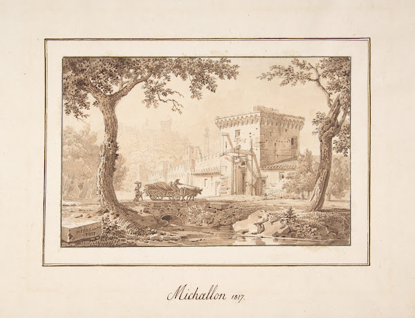 Oxcart Approaching a Fortified Building 1817