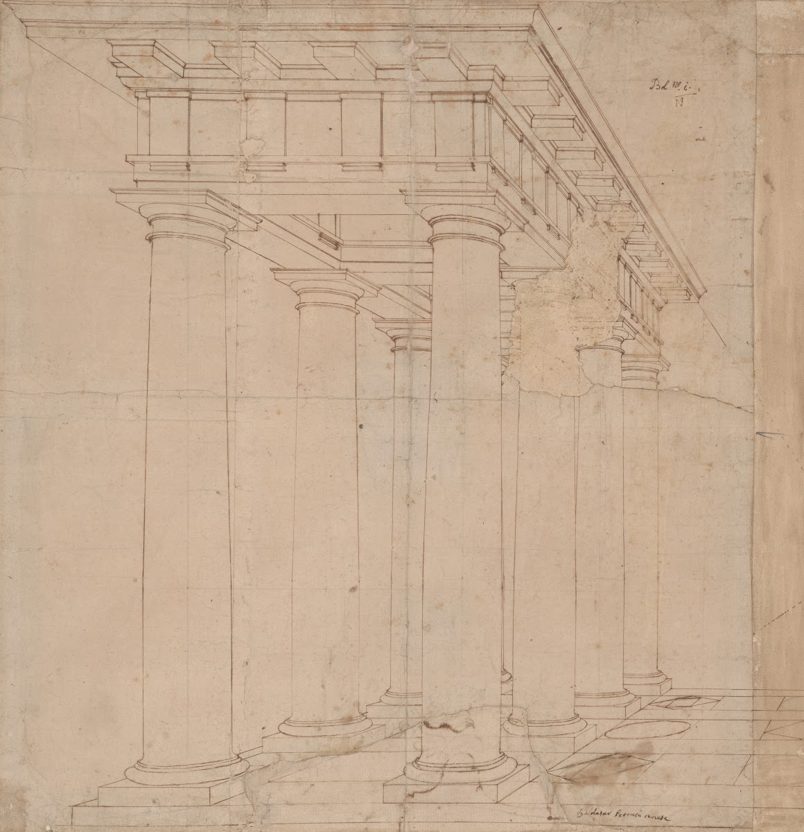Study for a Colonnade in Perspective ca 1530