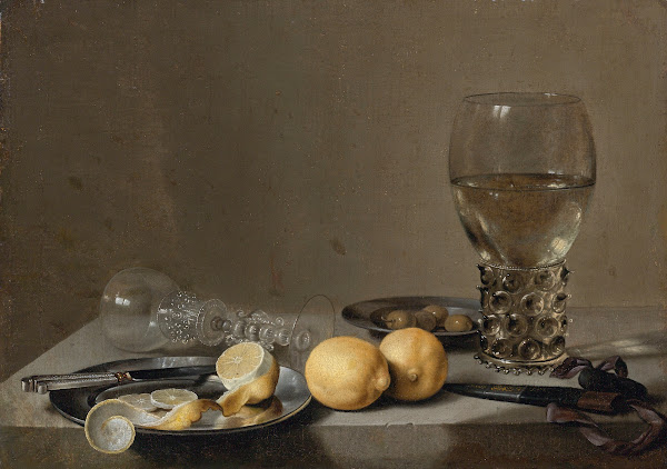 Still Life With A Roemer Lemons Olives And An Over Turned Glass 17th or 18th Cen