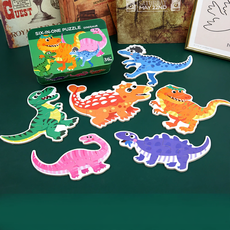 Wooden Puzzle Set Little Explorer, 6 Themes