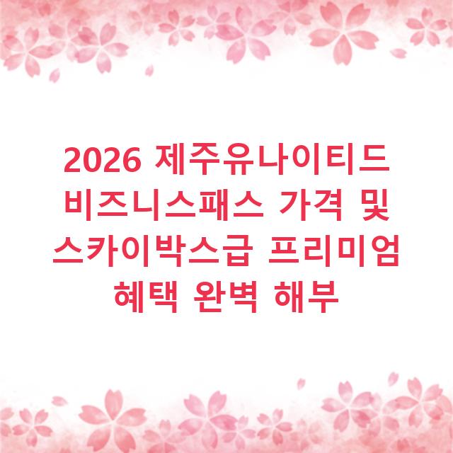 2026 제주유나이티드 비즈니스패스 가격 및 스카이박스급 프리미엄 혜택 완벽 해부