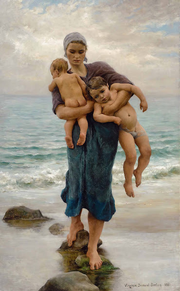 Fishermans wife coming to bath her Children 1881