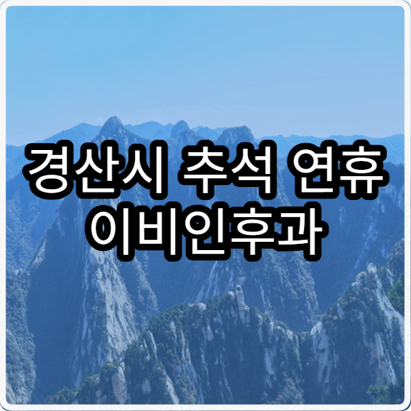 경산시 추석 연휴 이비인후과 진료 병원 예약 및 응급 안내