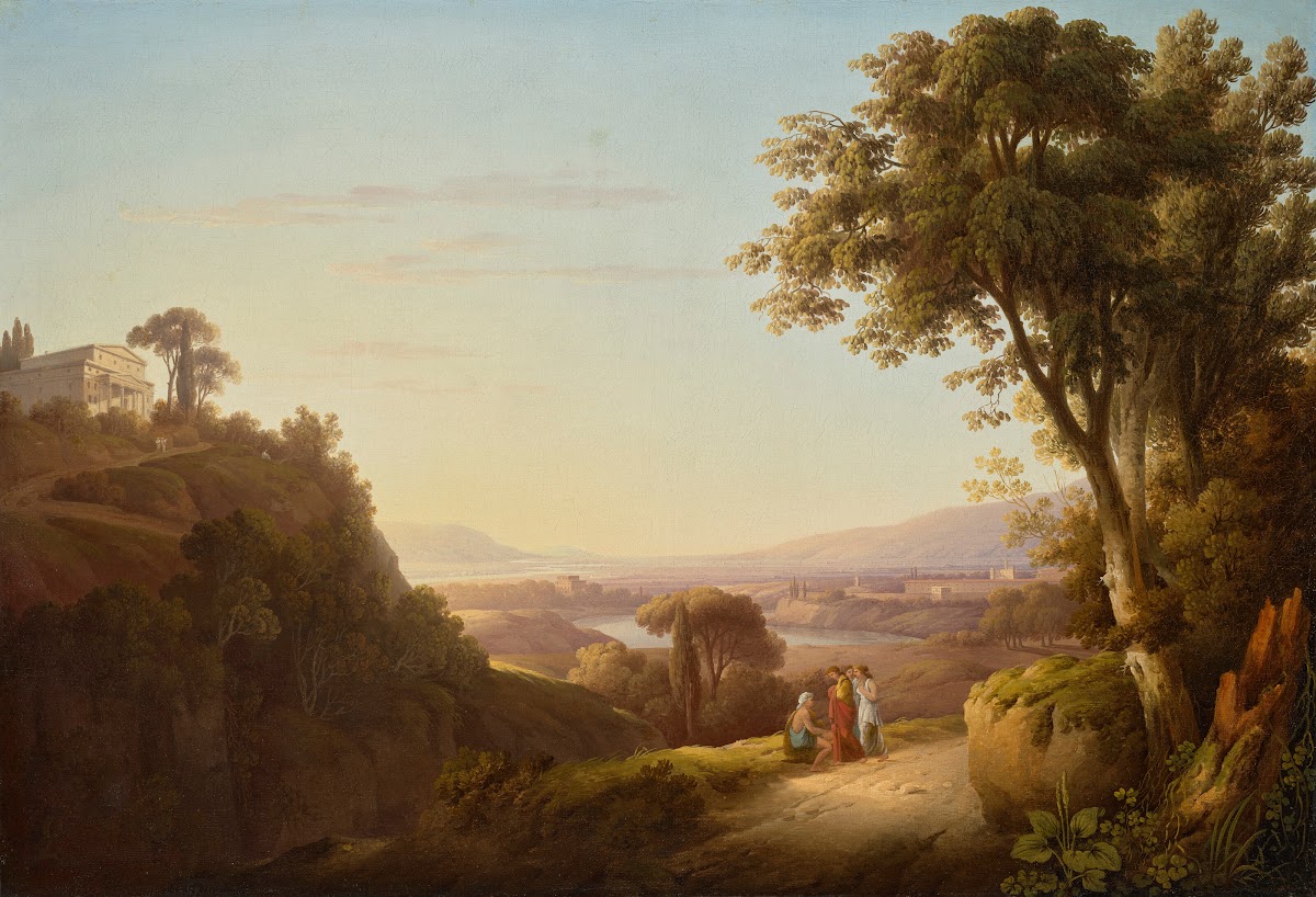 Lake Albano with the Castel Gandolfo with figures in the foreground 1790