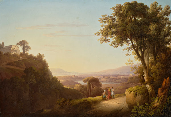 Lake Albano with the Castel Gandolfo with figures in the foreground 1790