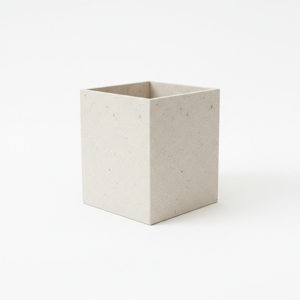 Bote de basura de mármol para baño Nookmesa™ color Bellagio beige