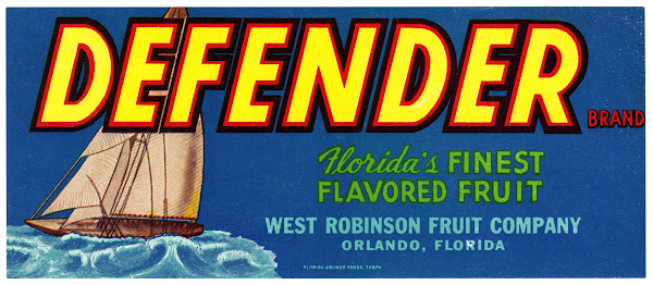 Defender Brand Fruit Label 1930 1950