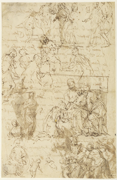 The Mystic Marriage of Saint Catherine and other studies circa 1568   1569