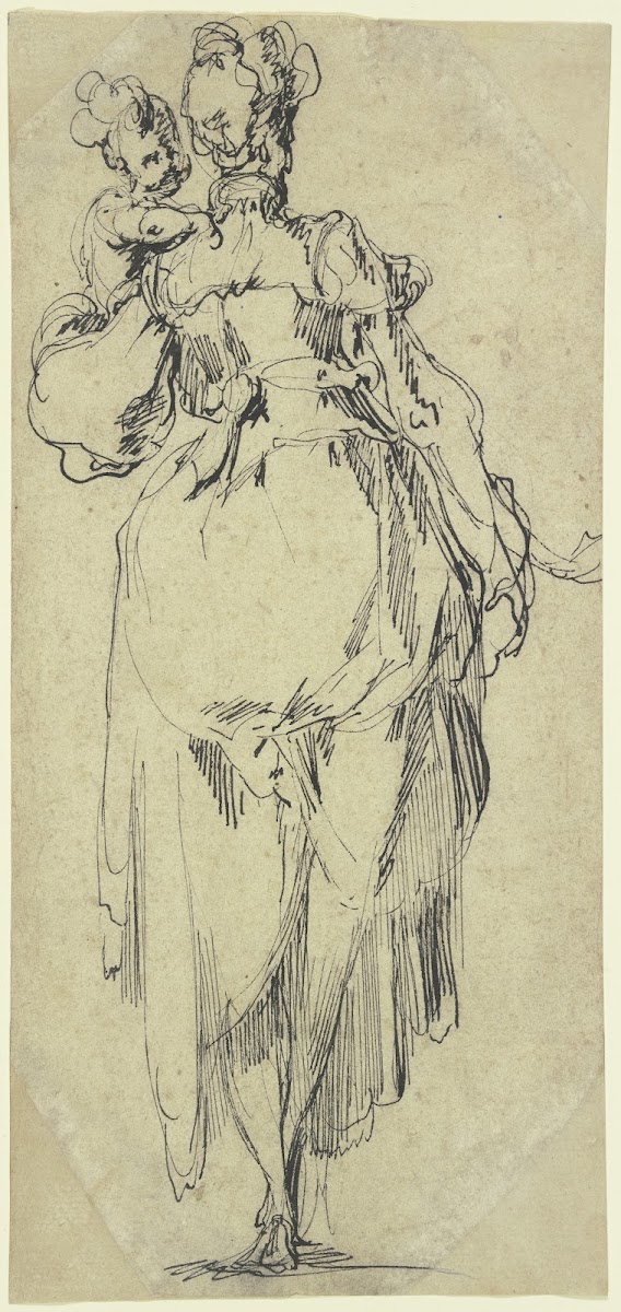 Stehende Frau mit Kind Rückenansicht ca 1614