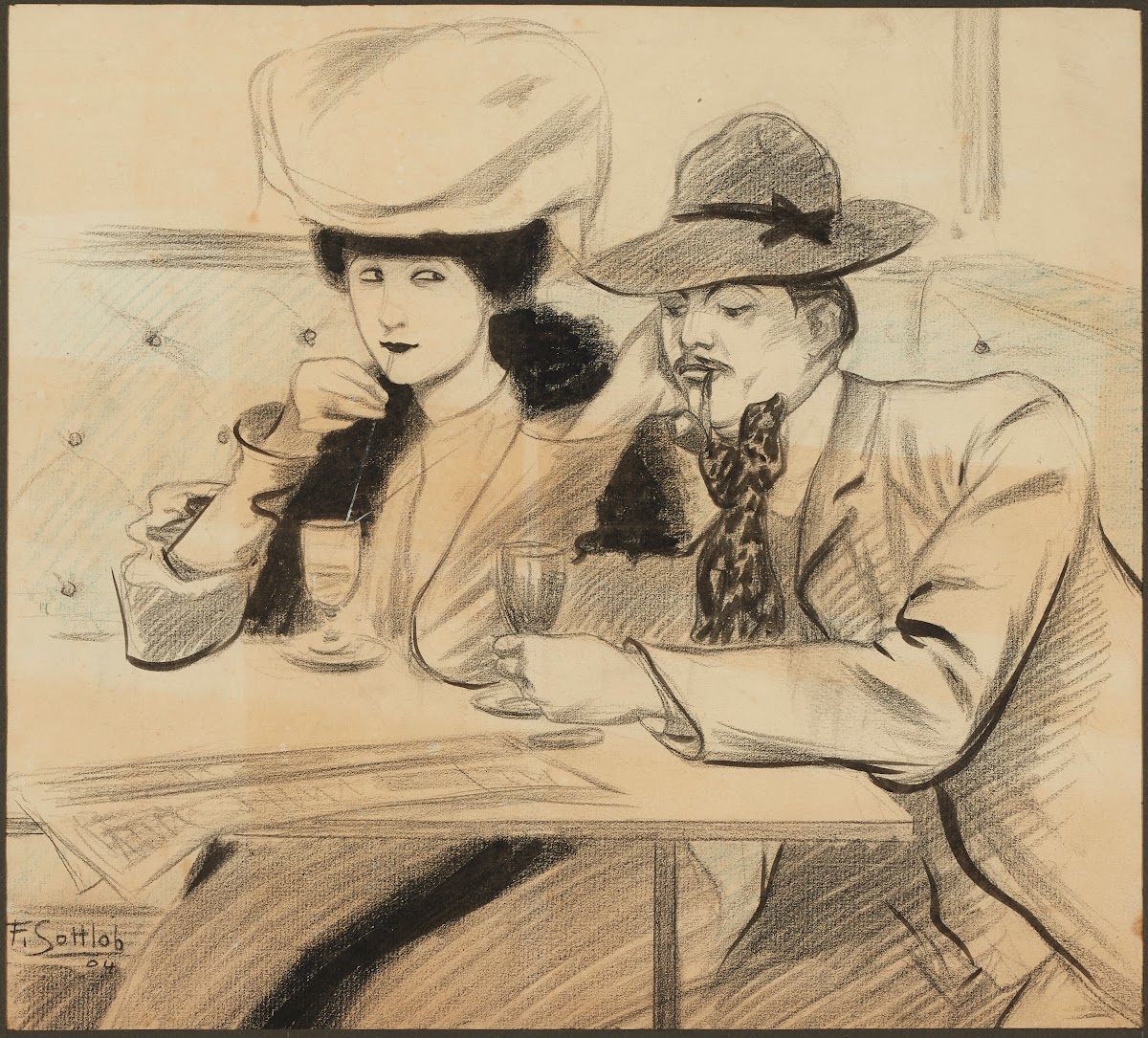 Couple au restaurant 1904
