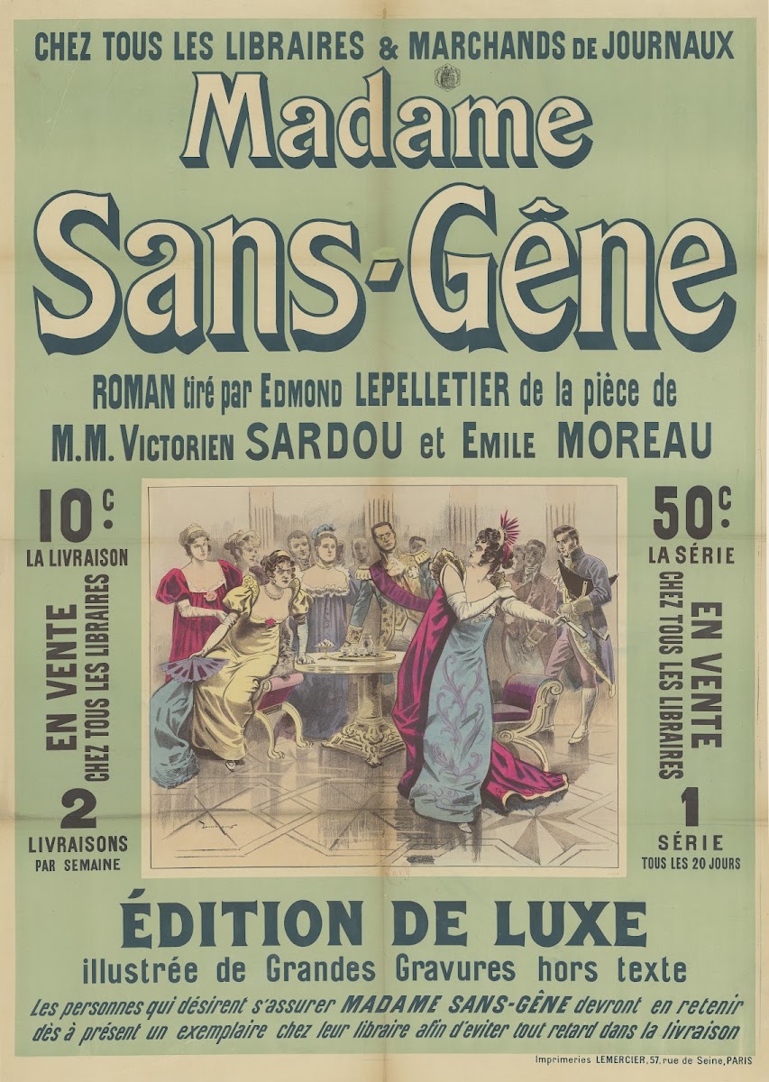 Chez tous les libraires Madame Sans Gêne roman tiré par Edmond Lepelletier et Em