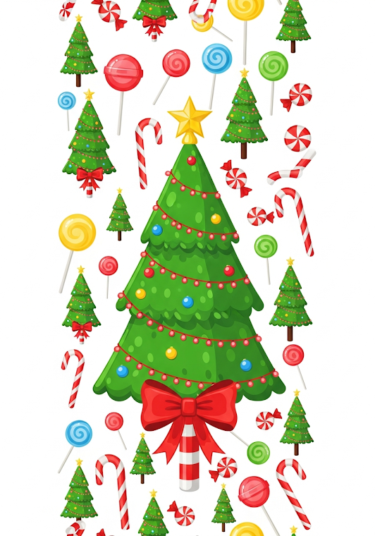 Sweet Candy Cane Christmas Tree Pattern