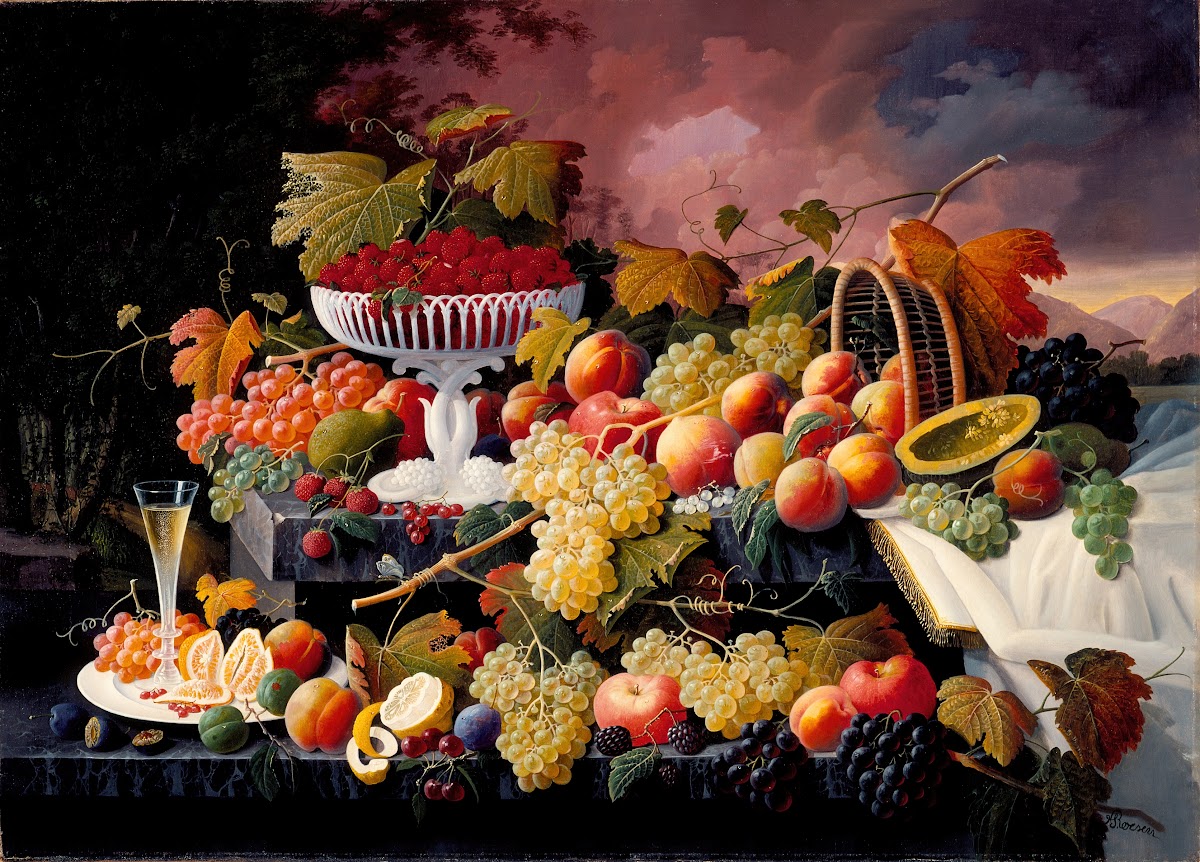 Fruit Still Life in a Landscape circa 1862 1872
