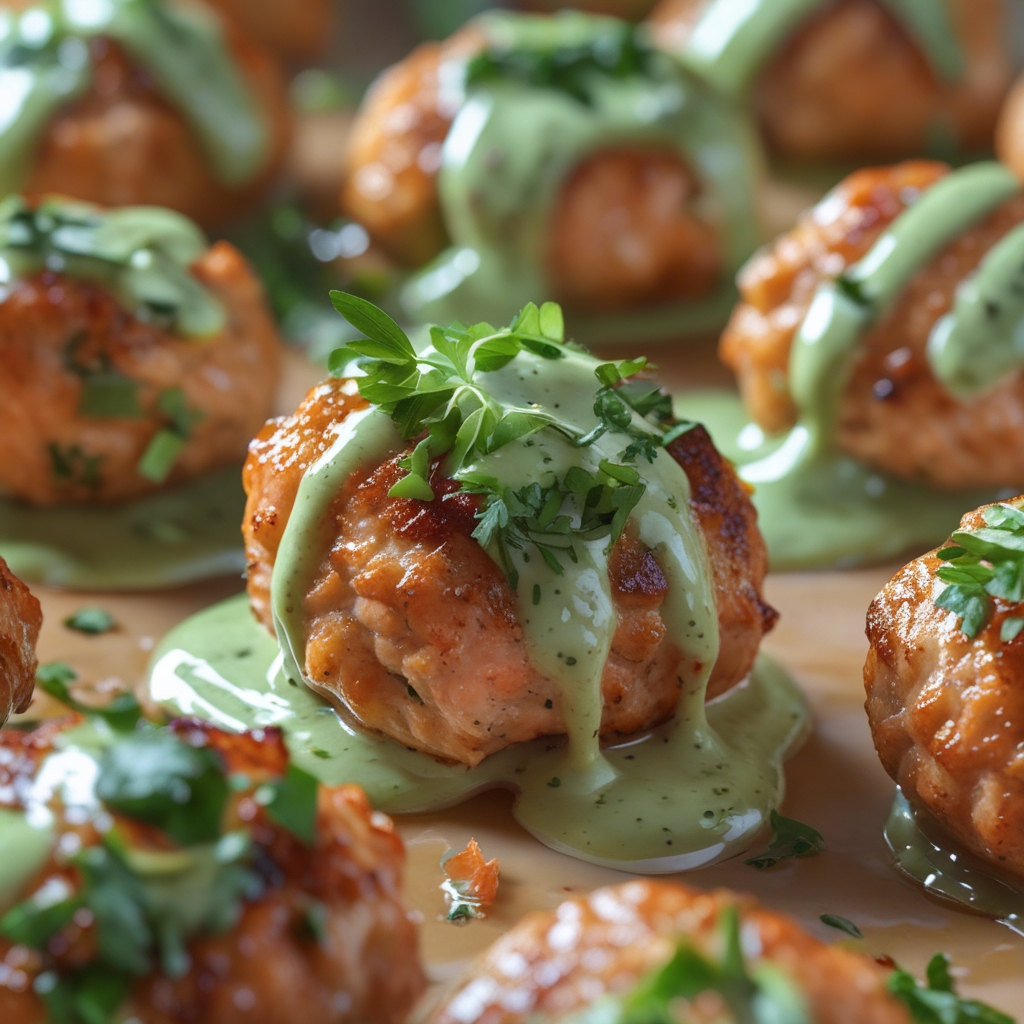 Easy Baked Salmon Meatballs with Creamy Avocado Sauce for Quick Healthy Meals finished