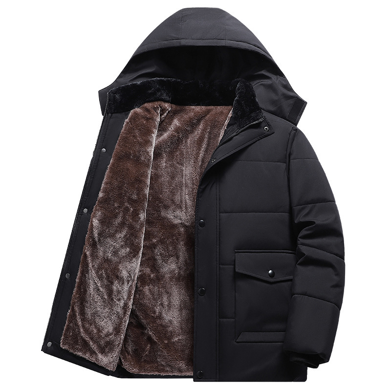 Padded men's winter jacket with hood