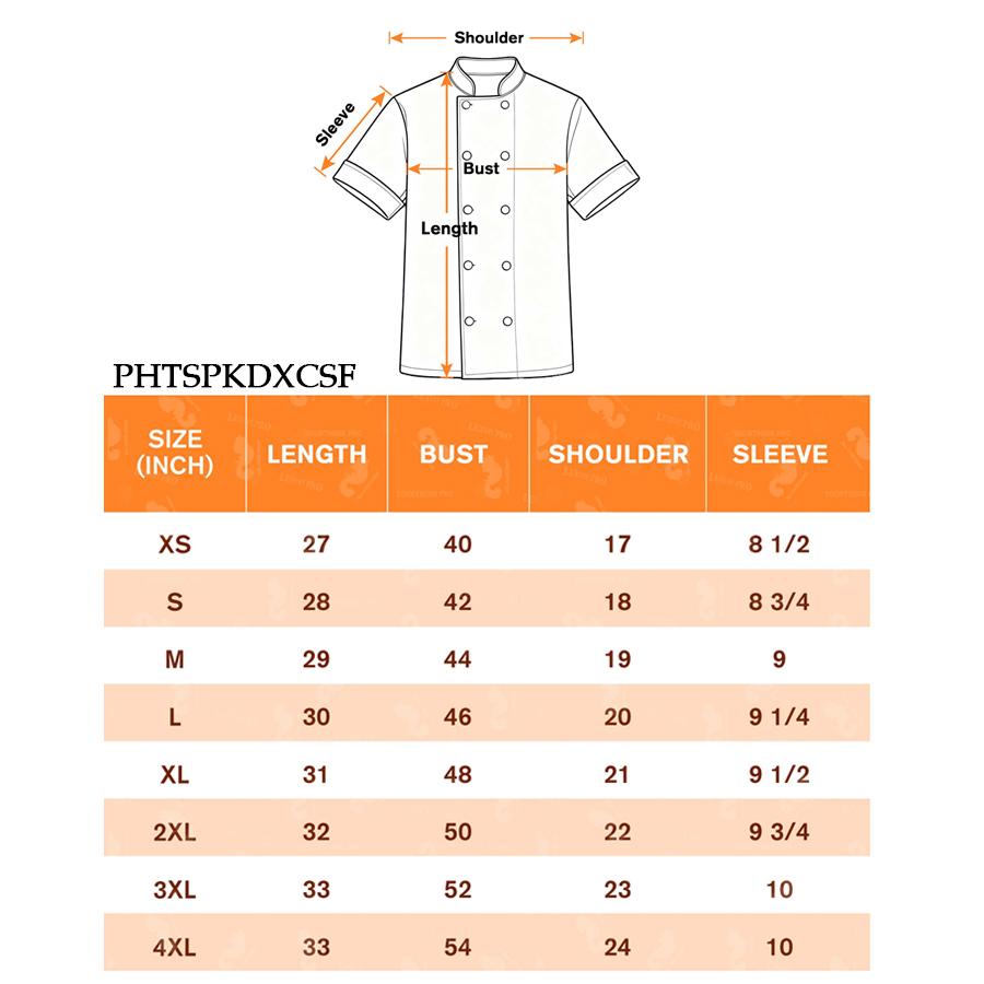 AOP PHT Short sleeve double breasted chef jacket