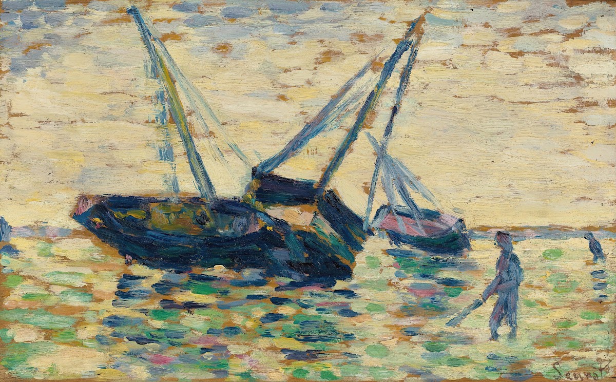 Trois Bateaux Et Un Marin Étude Pour Léchouage À Grandcamp 1885