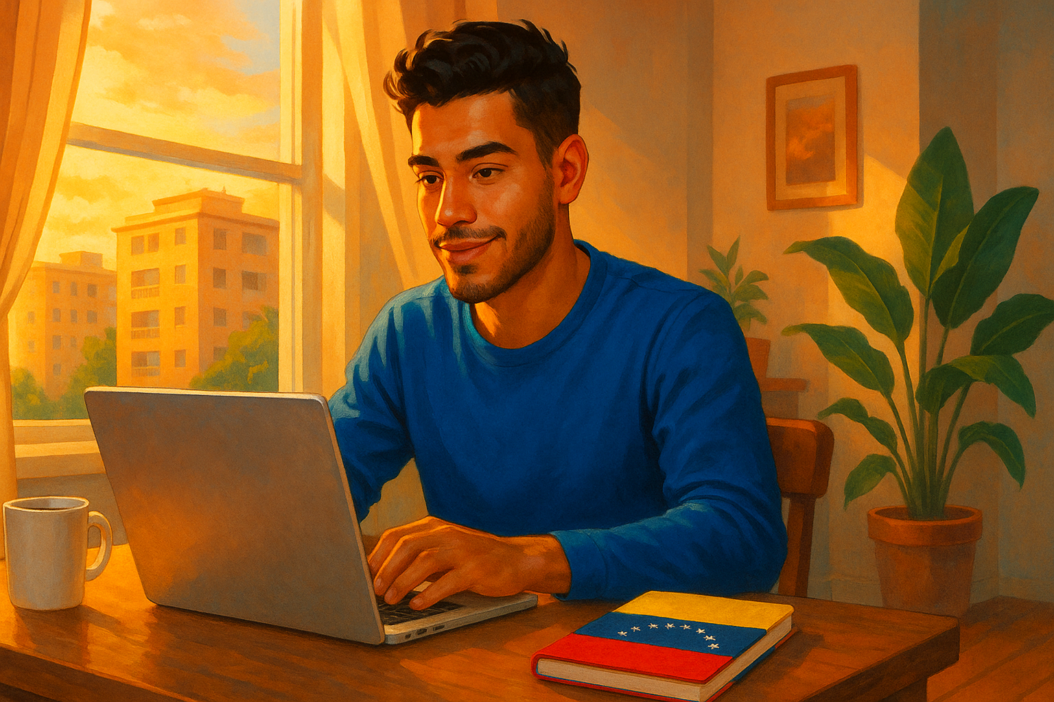 venezolanos buscando empleos remotos en dólares desde una laptop