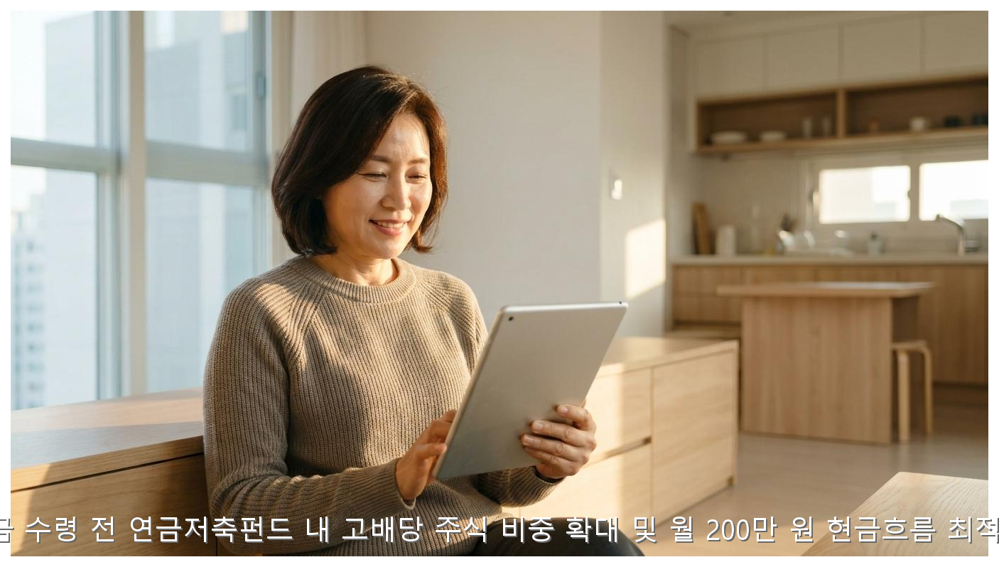 사적연금 수령 전 연금저축펀드 내 고배당 주식 비중 확대 및 월 200만 원 현금흐름 최적화 전략 핵심 안내 및 분석 인포그래픽 (8)