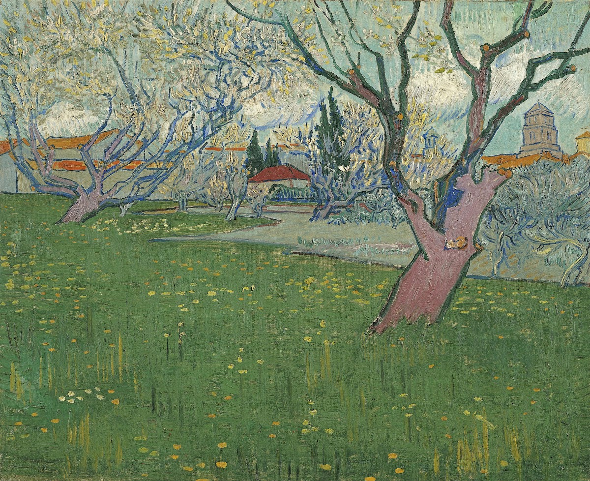 Orchards in blossom view of Arles 1889
