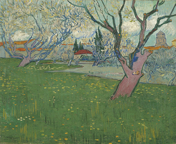 Orchards in blossom view of Arles 1889