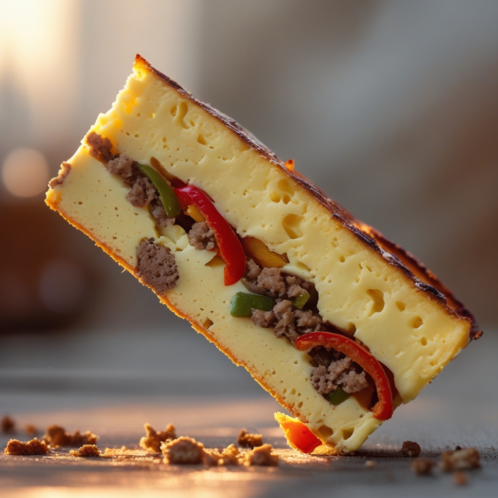 Final Moroccan-Spiced Egg White Frittata with Turkey Sausage & Roasted Red Pepper Confetti