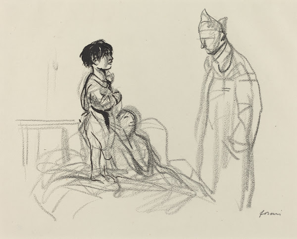 Mother and Child Visited by Soldier in Hospital c 1914 1919