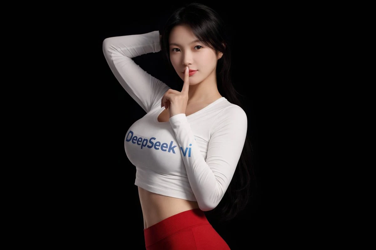 Mujer asiática refinada en la cima de DeepSeek