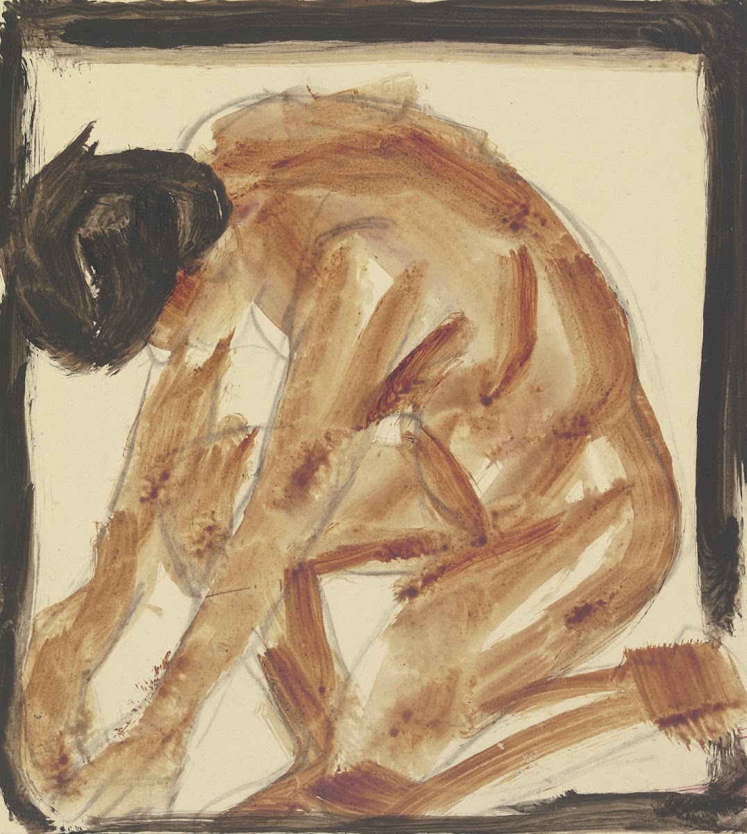 Kneeling nude to the left