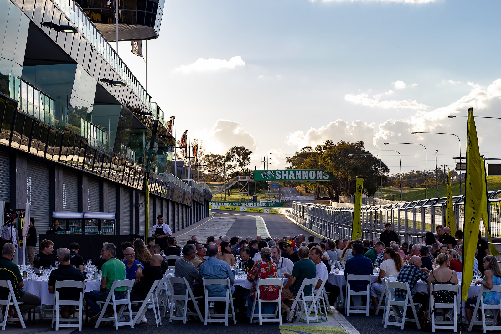 Owners and partners at dinner on pit straight at Mount Panorama