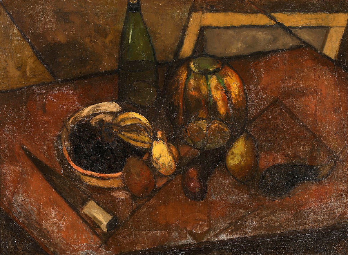 Still life with a melon and a knife 1913