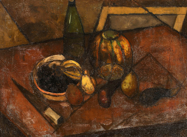 Still life with a melon and a knife 1913