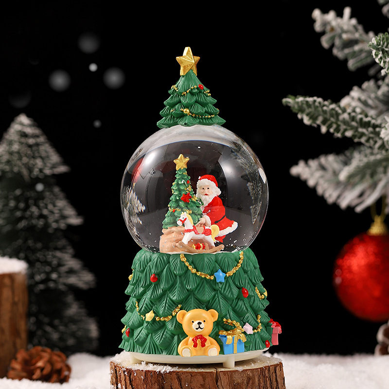 Christmas snow globe with music and light
